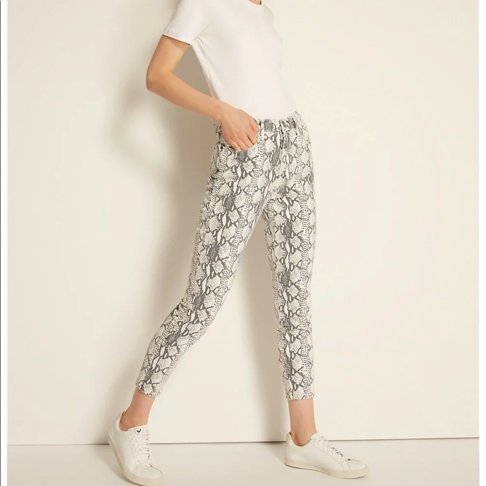 Frame All High Rise Cigarette Python Print Jeans